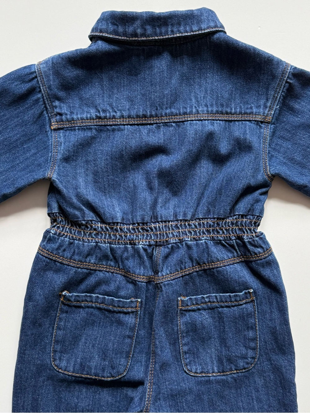 Zara Girls Blue Denim Snap-Up Long-Sleeve Jumpsuit - Size 18-24M - Picture 10 of 12